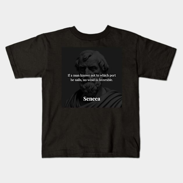 Seneca's Guidance: Navigating Life with Purpose Kids T-Shirt by Dose of Philosophy